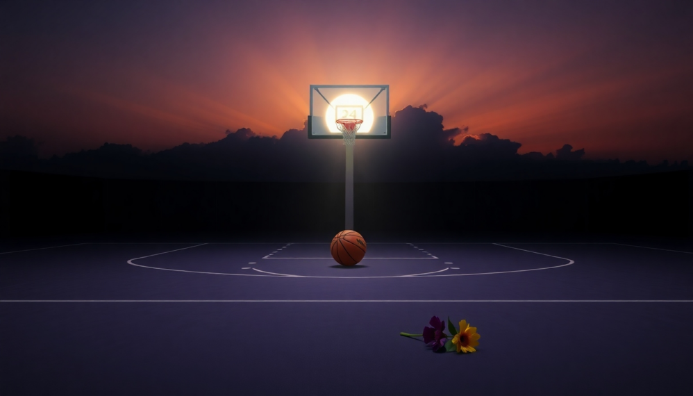 a basketball and a hoop with flowers