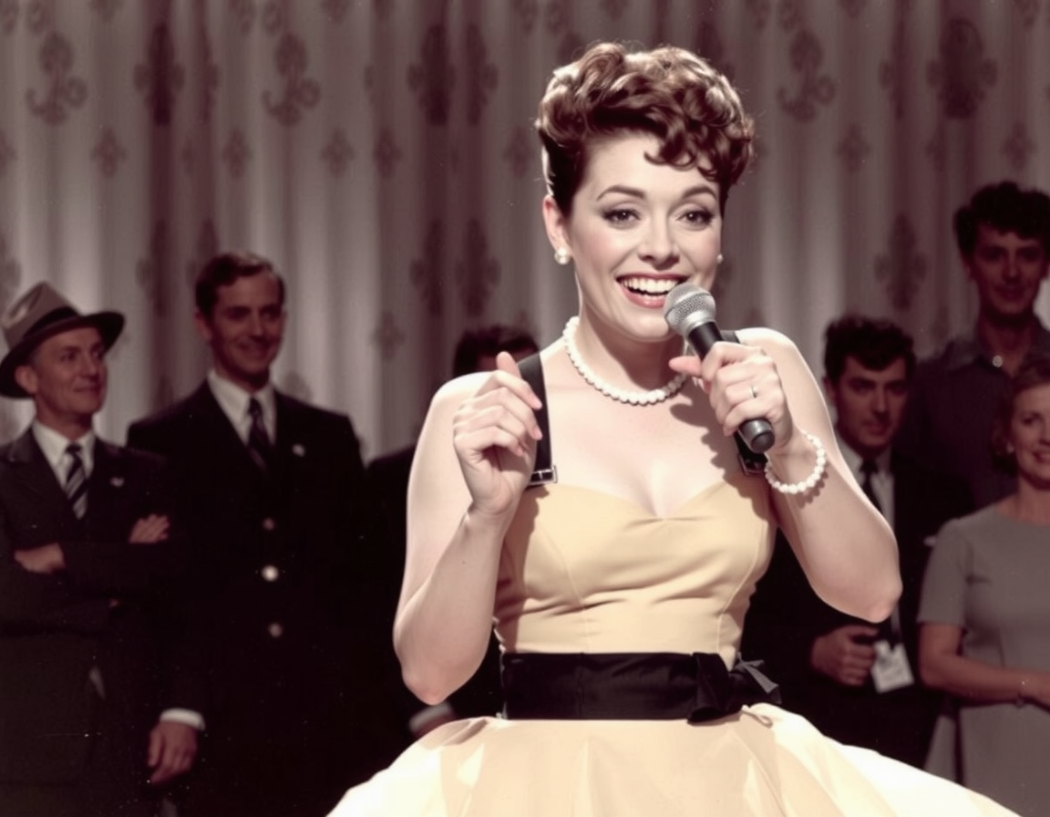 a woman singing into a microphone