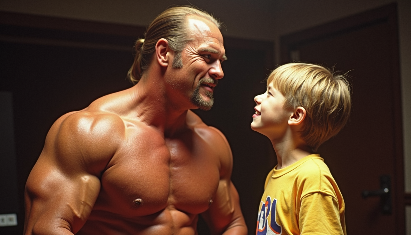 hulk hogan and boy looking at each other